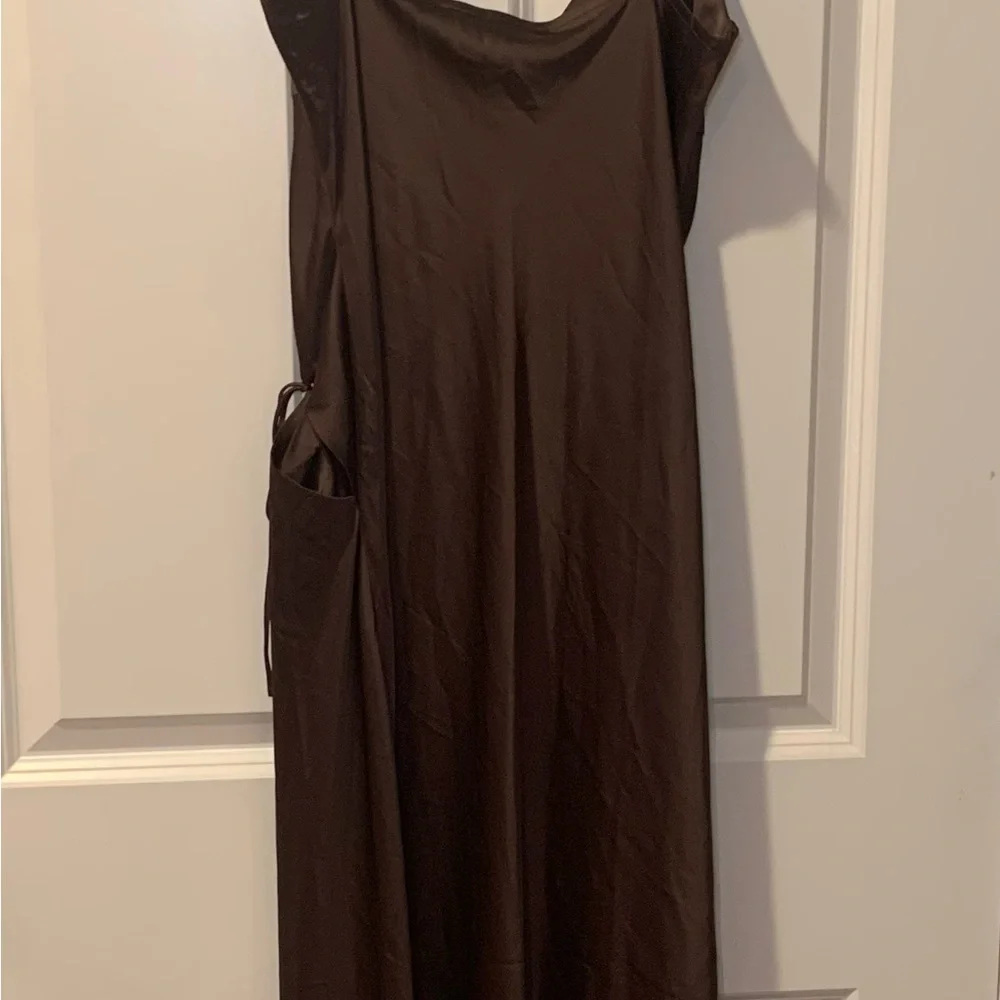 NWT Lioness Chocolate Brown Satin Dress - Picture 3 of 6
